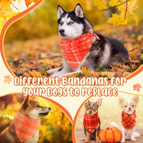 100 Pcs Fall Plaid Dog Bandanas Bulk (Fall / 25.6 x 17.7 x 17.7 Inch)