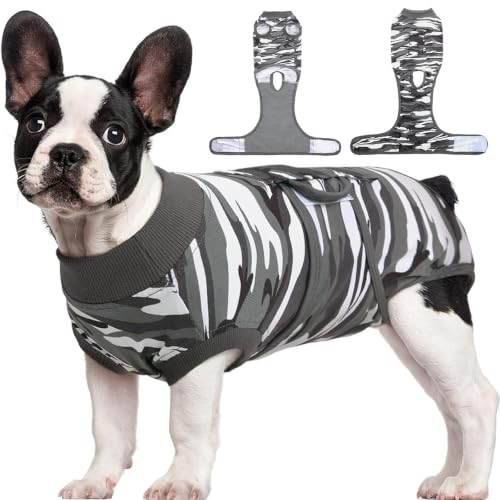 Recovery Suit for Dogs Cats (S (Back:11.4-13.4'', Weight:7-15 Lb) / Ash Camo)