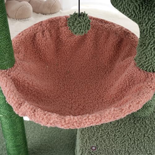 37.4" Cactus Cat Tree Tower with Twin Cat Condos for Indoor Cats (Green / 37.4'')