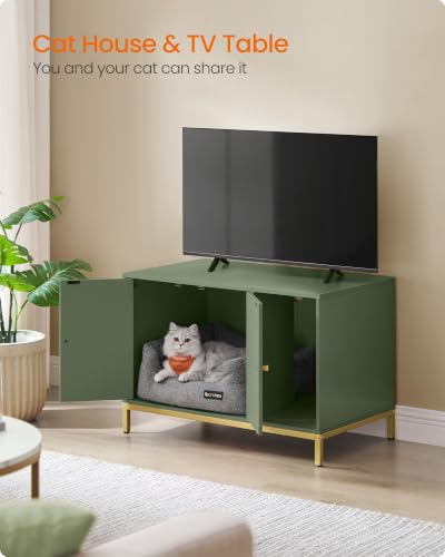Cat Litter Box Enclosure (Forest Green + Gold / L (31.5"l X 19.7"w X 21.7"h))