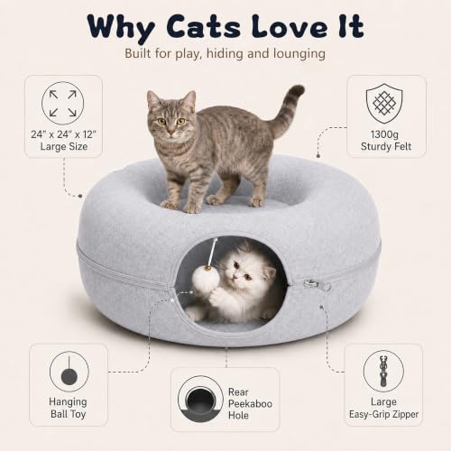 Felt Cat Tunnel for Large Indoor Cats