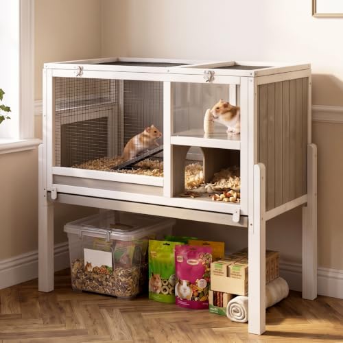 Large Wooden Guinea Pig Cage with 4 Detachable Stand Legs and Habitat