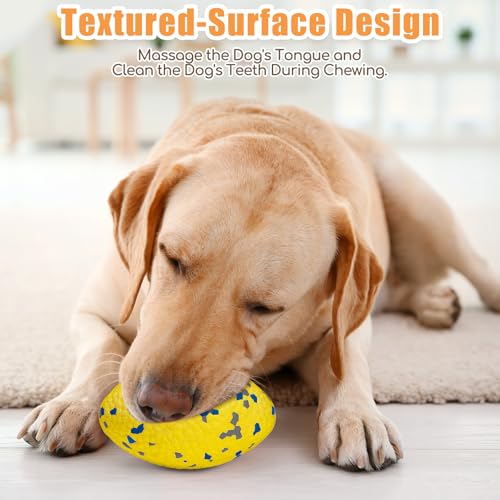 4.72" Indestructible Large Rugby Balls for Aggressive Chewers Durable Olive Bouncy Interactive Football Toy for Dogs Fetch Game Lightweight Floating Outdoor Training (Yellow-Rugby)