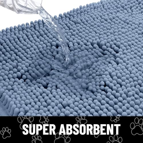 Dog Door Mat for Muddy Paws (47"X24" / Airy Blue and Black)