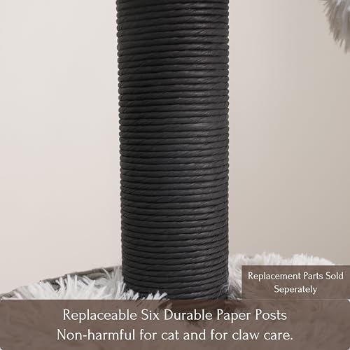 50 Inch Cat Tree with Hooded Basket Bed and 2 Platforms (Black and Gray)