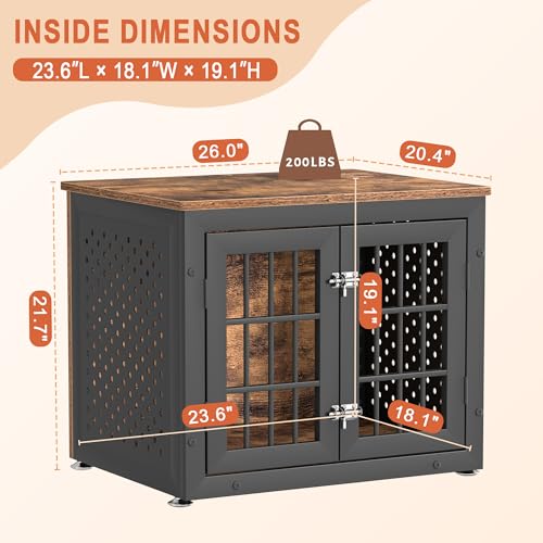 26" Heavy Duty Dog Crate Furniture for Small Dogs (26.0"L x 20.4"W x 21.7"H / Brown)