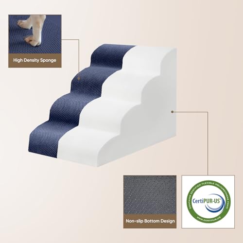 5 Step Pet Stairs for High Beds & Sofas (Blue / 5-step 22.8"H)