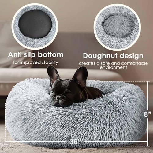 Extra Large Dog Beds (Light Grey / 36.0"L x 36.0"W x 8.0"Th)