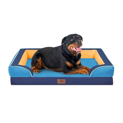 Orthopedic Dog Bed for Extra Large Dogs with Bolster (45.0"L x 35.0"W x 8.5"Th / Houston)