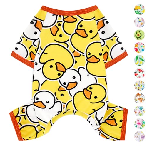 Dog Pajamas Pjs Spring Summer Dog Clothes for Small Dogs Girl (Duck Yellow / X-Small（1-2 lb))