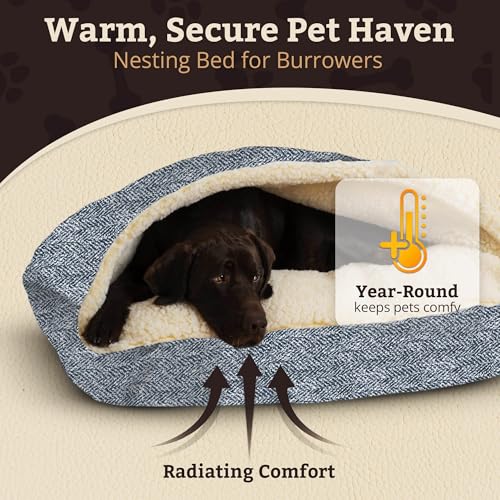 Rectangle Cozy Cave Dog Bed (Palmer Indigo / Large)
