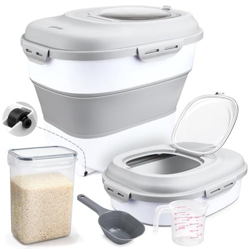Rice Storage Bin Cereal Containers (White)