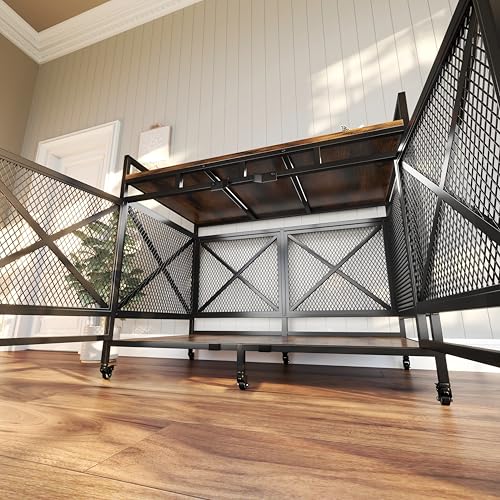 48" Dog Crate Furniture with Wheels (Cinnamon / 47.2"L x 27.5"W x 36.0"H)