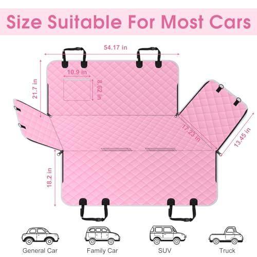 Waterproof Dog Car Seat Cover for Back Seat (Pink,Grey / Small,Standard)