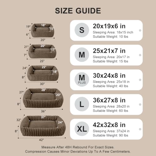 Medium Dog Beds for Medium Dogs Washable (Coffee / M Plus (30"x24"x8"))