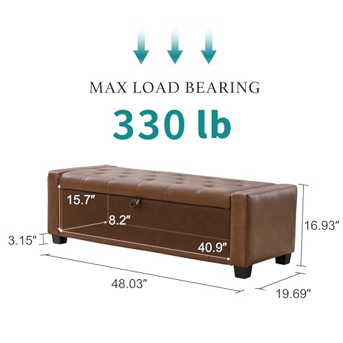 48" Ottoman with Storage (Brown / 19.7"D x 48"W x 16.9"H)