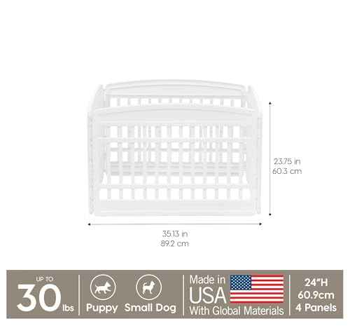 4 Panel Dog Playpen (White / 4 Panel – 24" H)