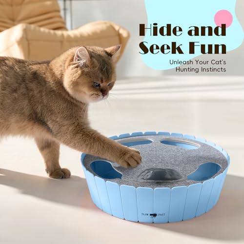 Interactive Cat Toy with Running Mouse (C-Blue)