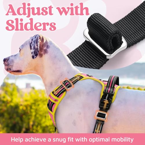 Dog Harness for Large (Pink & Yellow / X-Large)