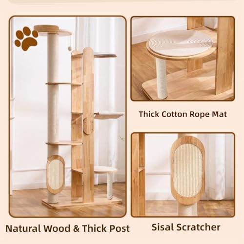 72 Inch Modern Cat Tree Tower Condo for Large Cat (Wood)