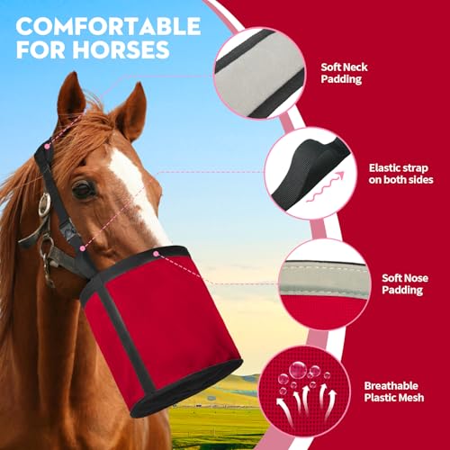 Horse Feed Bag 2 PCs (2 Pcs Red)