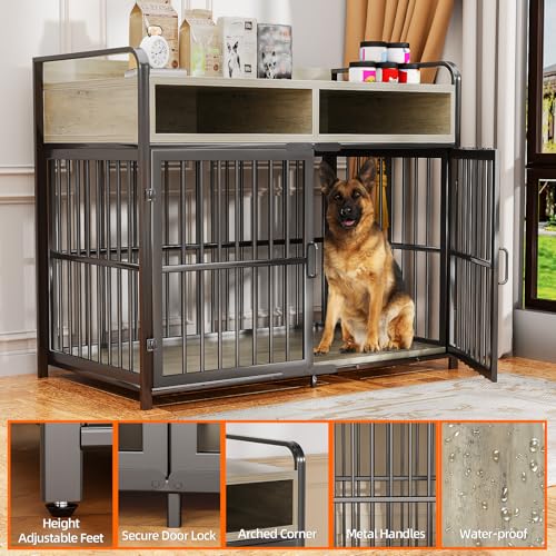 Large Dog Crate Furniture with Drawers Storage (Brown / 40.6"L x 23.6"W x 33.5"H)
