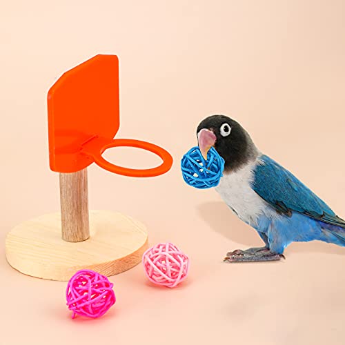 10 Pcs Bird Training Toys Parrot Intelligence Accessories Include Bowling Basketball Toy Rings Shopping Cart Skateboard Bell Ball for Parakeet Cockatiel Macaw Parrot