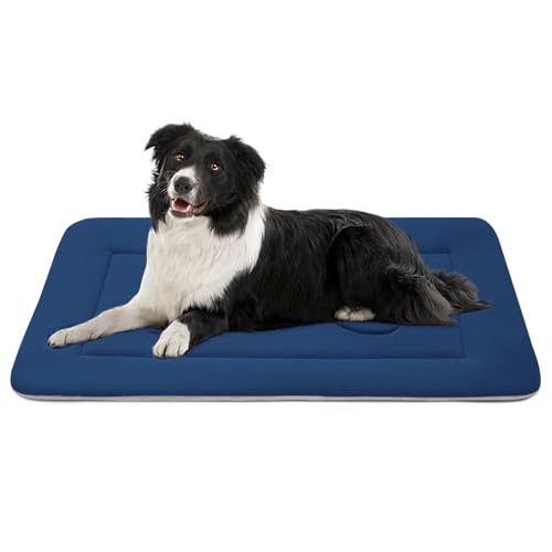Dog Bed Soft Dog Crate Pad Mat for Medium (36.0"L x 23.0"W x 1.2"Th / Dark Blue)
