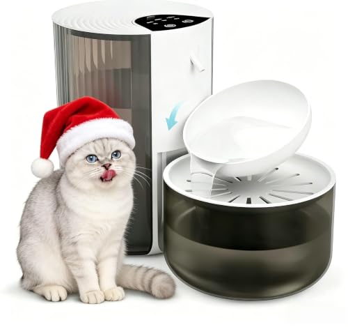 Wireless Cat Water Fountain Cordless No Filters (Black white)