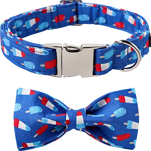 Patriotic Dog Collar with Bowtie (Popsicle / Large (Pack of 1))