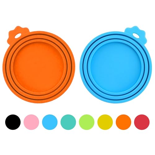 2 Pack Pet Food Can Covers (Orange/Blue)