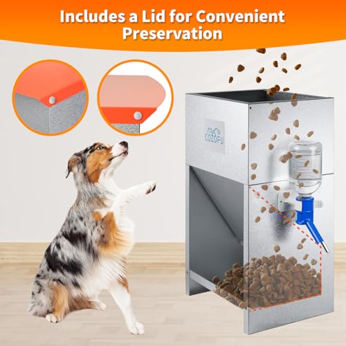 Automatic Gravity Fed Dog Feeder Bowls Pet Food Dispenser 25lbs (Deep Orange(Kettle))