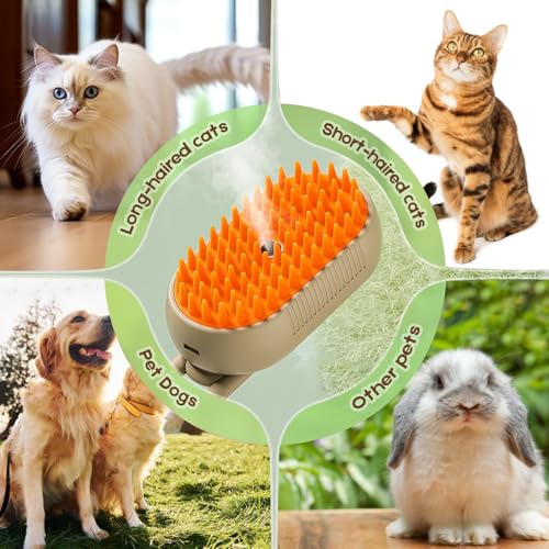 2026 New 4 in 1 Cat Steam Brush for Shedding