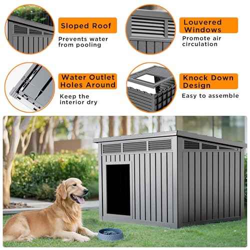 Dog House for Both Indoor and Outdoor with Weatherproof Roof Removable Floors for Medium to Large Dogs Interior Space (gray / 32.2*25.12*24.13)