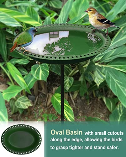 28 inch Lightweight Birdbaths Antique Decoration Detachable Birdfeeder & Bird Bath for Outdoor Garden (¾ gal / Green)