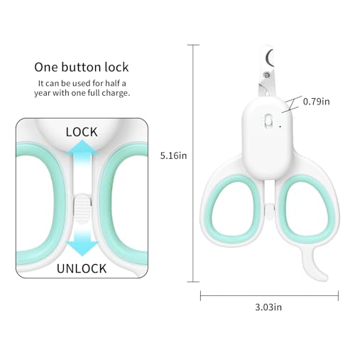Cat Nail Clipper with LED Light (Suitable for Cats＆Dogs / Green)