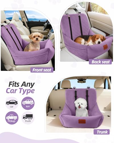 Dog Car Seat for Small Dogs Up to 25lbs (Purple)