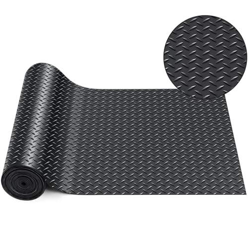 12 in X 20 ft Rubber Diamond Plate Garage Floor Mat (Diamond Plate / 12 in x 20 ft / Black)