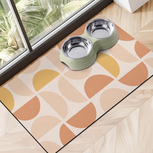 Dog Food Mats for Floors (Boho Semicircle / L(17"×30"))