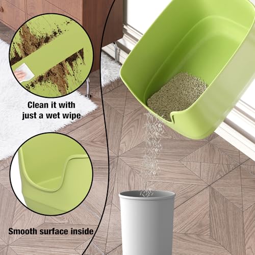 Jumbo Cat Litter Box with High Sides (Grey-Green)