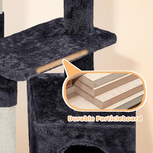 Cat Tree 34in Cute Cat Tower for Indoor Cats (Black)