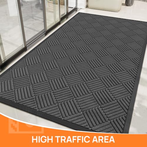 Indoor Outdoor Door Mat (Grey Diamond / 4' x 6' (Rectangular))