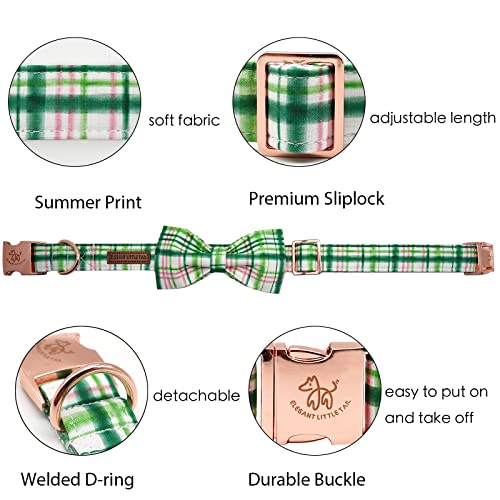 Dog Collar with Bow (Pink&Green / Medium (Pack of 1))