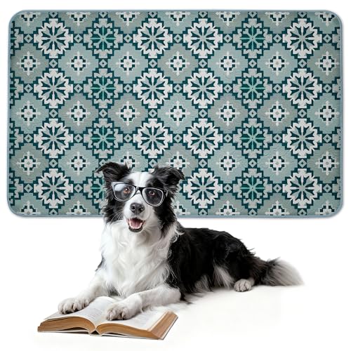 Washable Pee Pads for Dogs (Tribal Blue / 39" x 63" (1 Pack))