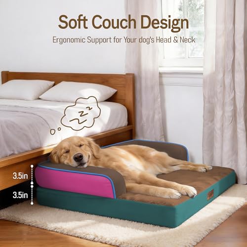 Orthopedic XL Dog Bed for Large and Extra Large Dogs (Jungle Berry / 42"L x 30"W x 7.5"Th)
