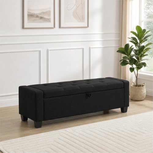 43" Ottoman with Storage (Black / 19.2"D x 43"W x 16.9"H)