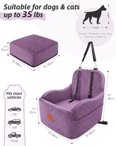 Dog Booster Car Seat for Small (Purple / Medium)