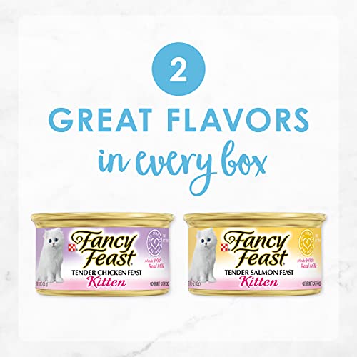 Purina Fancy Feast Grain Free Pate Wet Kitten Food Variety Pack (3 Ounce (Pack of 24))