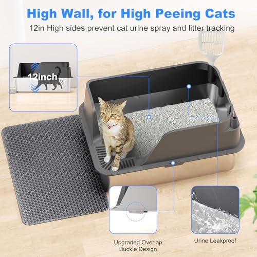 Non Stick Stainless Steel Litter Box (Gray)
