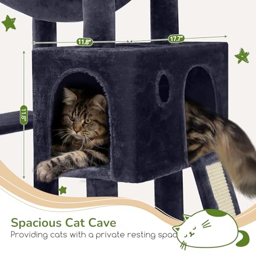F70 Pro Heavy Duty Cat Tree Tower for Indoor Cats Large Adult (70inch / Dark Grey)